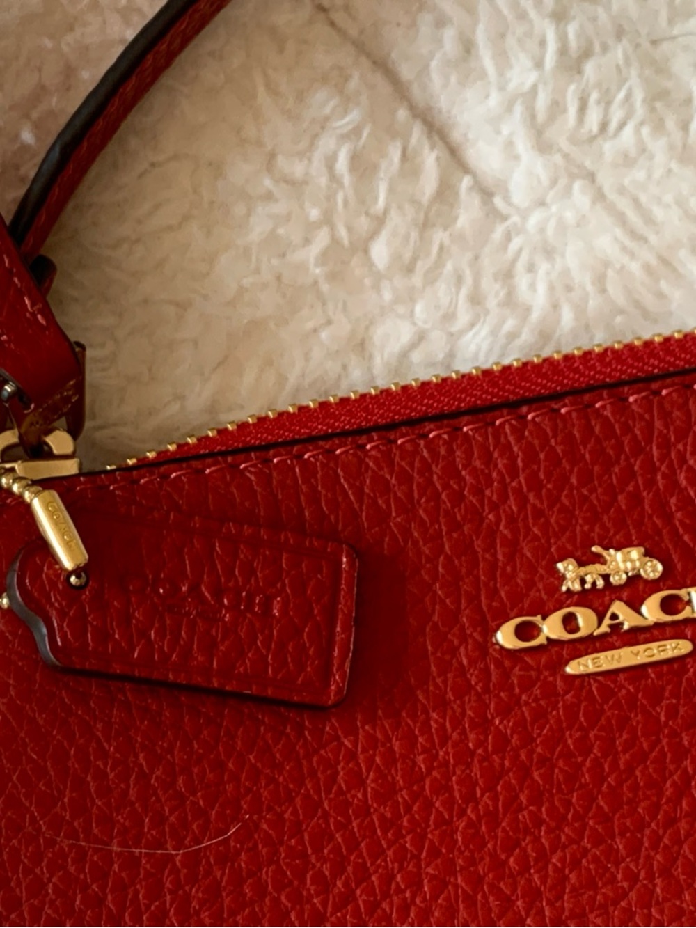 Coach Nolita 15 Cherry Red Pebbled Leather Mini Bag Wristlet New - Picture 3 of 7